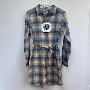 Toad&Co Blue and Cream Plaid Long Sleeve Dress